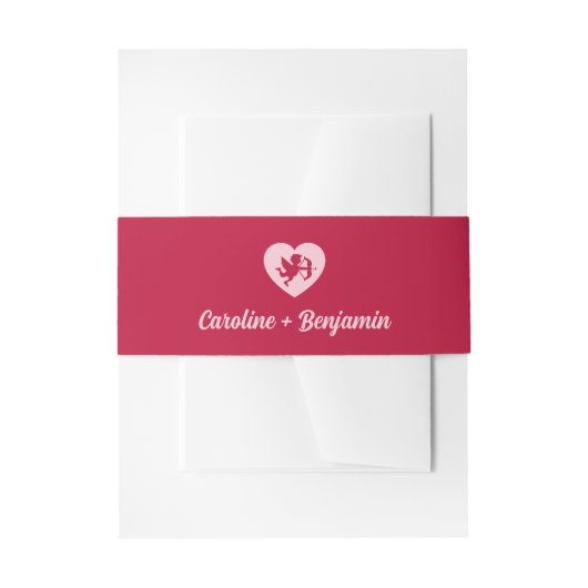 Retro Red Pink Cupid Heart Wedding Einladungsbanderole (Vorderseite Beispiel)