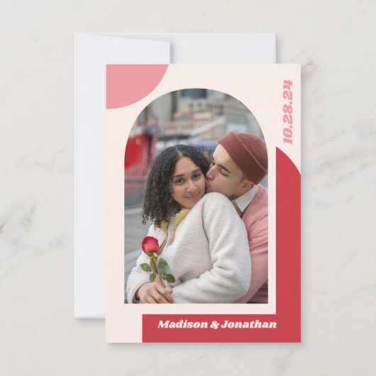 Retro Red Pink Geometric | Liebe & Dankesworte Dankeskarte (Rückseite)