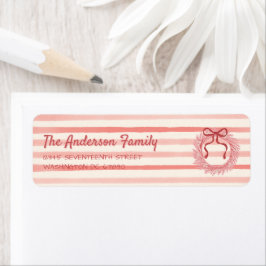 Retro Red Pink Gezeichnet Bow Wreath Weihnachten