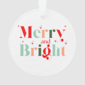 Retro Red Pink Merry and Bright Christmas Ornament (Rückseite)