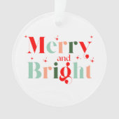 Retro Red Pink Merry and Bright Christmas Ornament (Vorderseite)