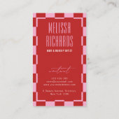 Retro Red & Pink Social Media Scannable QR Code Visitenkarte (Rückseite)