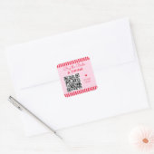 Retro Red & Pink Streifen Bachelorette QR Code Quadratischer Aufkleber (Umschlag)
