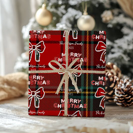 Retro Red Plaid Whimsical Christmas  Geschenkpapier