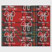 Retro Red Plaid Whimsical Christmas Geschenkpapier (Flach)