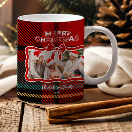 Retro Red Plaid Whimsical Christmas  Kaffeetasse