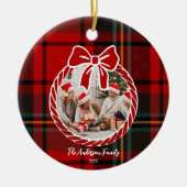 Retro Red Plaid Whimsical Christmas Keramik Ornament (Vorne)
