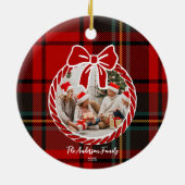 Retro Red Plaid Whimsical Christmas Keramik Ornament (Hinten)