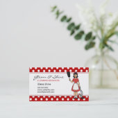 Retro Red Polka Dot Cleaner Reinigung Lady Service Visitenkarte (Stehend Vorderseite)