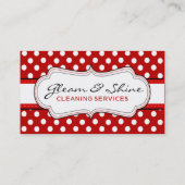 Retro Red Polka Dot Cleaner Reinigung Lady Service Visitenkarte (Rückseite)
