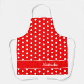 Retro Red Polka Dot Muster benutzerdefinierbare Be Schürze (Vorderseite)