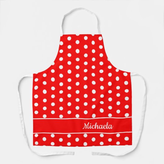 Retro Red Polka Dot Muster benutzerdefinierbare Be Schürze (Vorderseite)