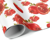 Retro Red Pomegranate Fruchtmuster Thema Geschenk Geschenkpapier (Rolleneckpunkt)