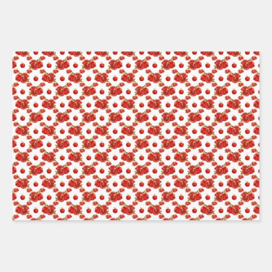Retro Red Pomegranate Fruchtmuster Thema Geschenkpapier Set (Vorderseite 2)