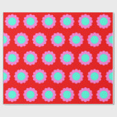 Retro Red Pop Blume Pattern Mod 60er Boho Style Geschenkpapier (Flach)
