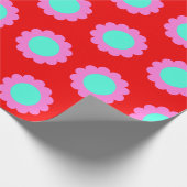 Retro Red Pop Blume Pattern Mod 60er Boho Style Geschenkpapier (Ecke)
