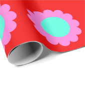 Retro Red Pop Blume Pattern Mod 60er Boho Style Geschenkpapier (Rolleneckpunkt)