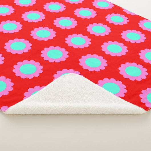 Retro Red Pop Blume Pattern Mod 60er Boho Style Sherpadecke (3/4)