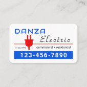 Retro Red Power Plug Electric Visitenkarte (Vorderseite)