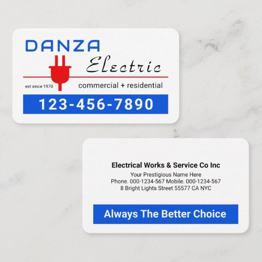 Retro Red Power Plug Electric Visitenkarte (Vorne/Hinten)