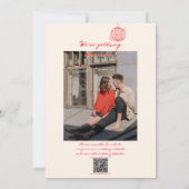 Retro Red QR Code Handgezeichnetes geschriebenes F Einladung (Rückseite)