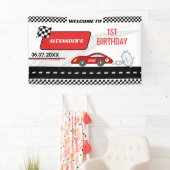 Retro Red Race Car Junge schnell ein Junge 1. Gebu Banner (Insitu)