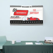 Retro Red Race Car Junge schnell ein Junge 1. Gebu Banner (Messeveranstaltung)