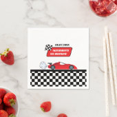 Retro Red Race Car Rennfahrer 1. Geburtstag Serviette (Beispiel)