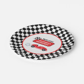 Retro Red Race Rennfahrer Junge 2. Geburtstag Pappteller (Schrägansicht)