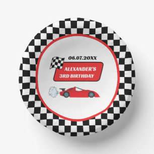 Retro Red Race Rennfahrer Junge 3. Geburtstag Pappteller