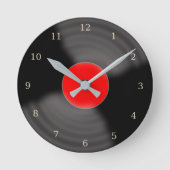 Retro Red Record Wall Clock Runde Wanduhr (Vorderseite)