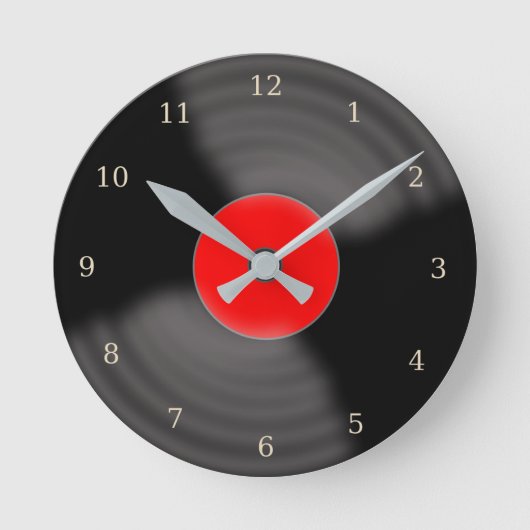 Retro Red Record Wall Clock Runde Wanduhr (Vorderseite)