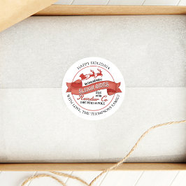 Retro Red Reindeer Christmas Custom Runder Aufkleber