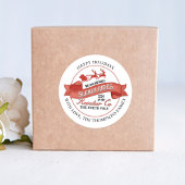 Retro Red Reindeer Christmas Custom Runder Aufkleber