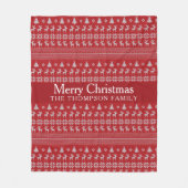 Retro Red Reindeer Custom Frohe Weihnachten Fleecedecke (Vorderseite)