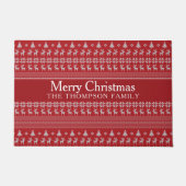 Retro Red Reindeer Custom Frohe Weihnachten Fußmatte (Vorderseite)
