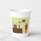 Retro Red Robot Pappbecher (Vorderseite)
