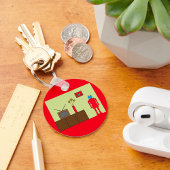 Retro Red Robot Schlüsselanhänger