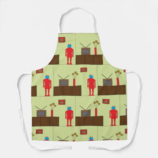 Retro Red Robot Schürze (Vorderseite)