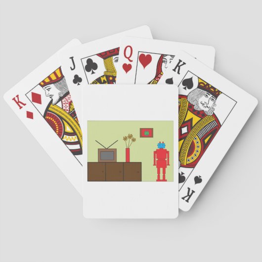 Retro Red Robot Spielkarten (Rückseite)