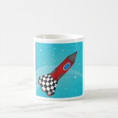 Retro Red Rocket Ship in Space Galactic Kaffeetasse (Mittel)