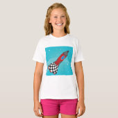 Retro Red Rocket Ship in Space Galactic T-Shirt (Vorne ganz)