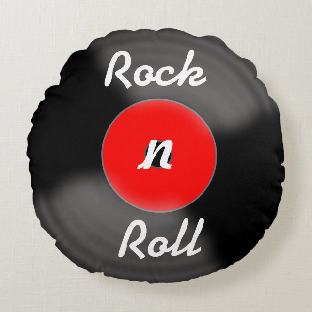 Retro Red Rock'n'Roll Vinyl Record Kissen (Vorderseite)