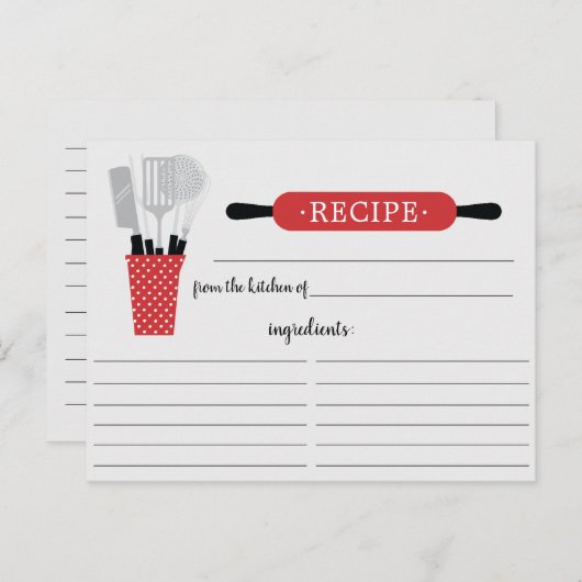 Retro Red Rolling Button Kitchen Tools Rezept Card Postkarte (Vorne/Hinten)