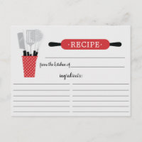 Retro Red Rolling Button Kitchen Tools Rezept Card