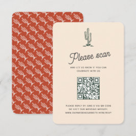 Retro Red Saguaro Cacti Wüste Wedding QR Code RSVP Karte