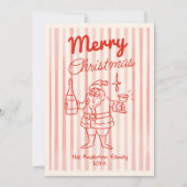 Retro Red Santa Champagne Weihnachten Non Foto (Vorderseite)
