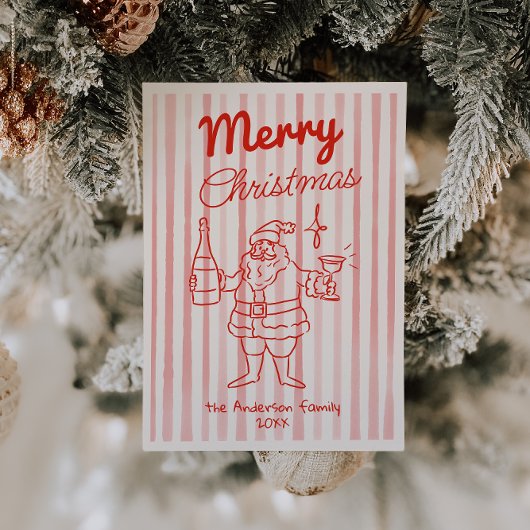 Retro Red Santa Champagne Weihnachten Non Foto