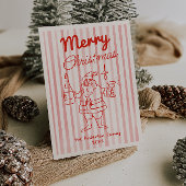 Retro Red Santa Champagne Weihnachten Non Foto