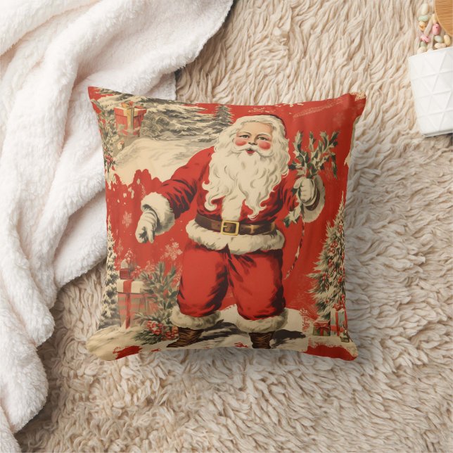 Retro Red Santa Claus Kissen (Decke)